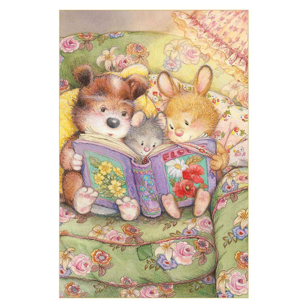 Reading Friends birthday card by Pictura featuring colorful illustrations, perfect for celebrating birthdays with friends.
